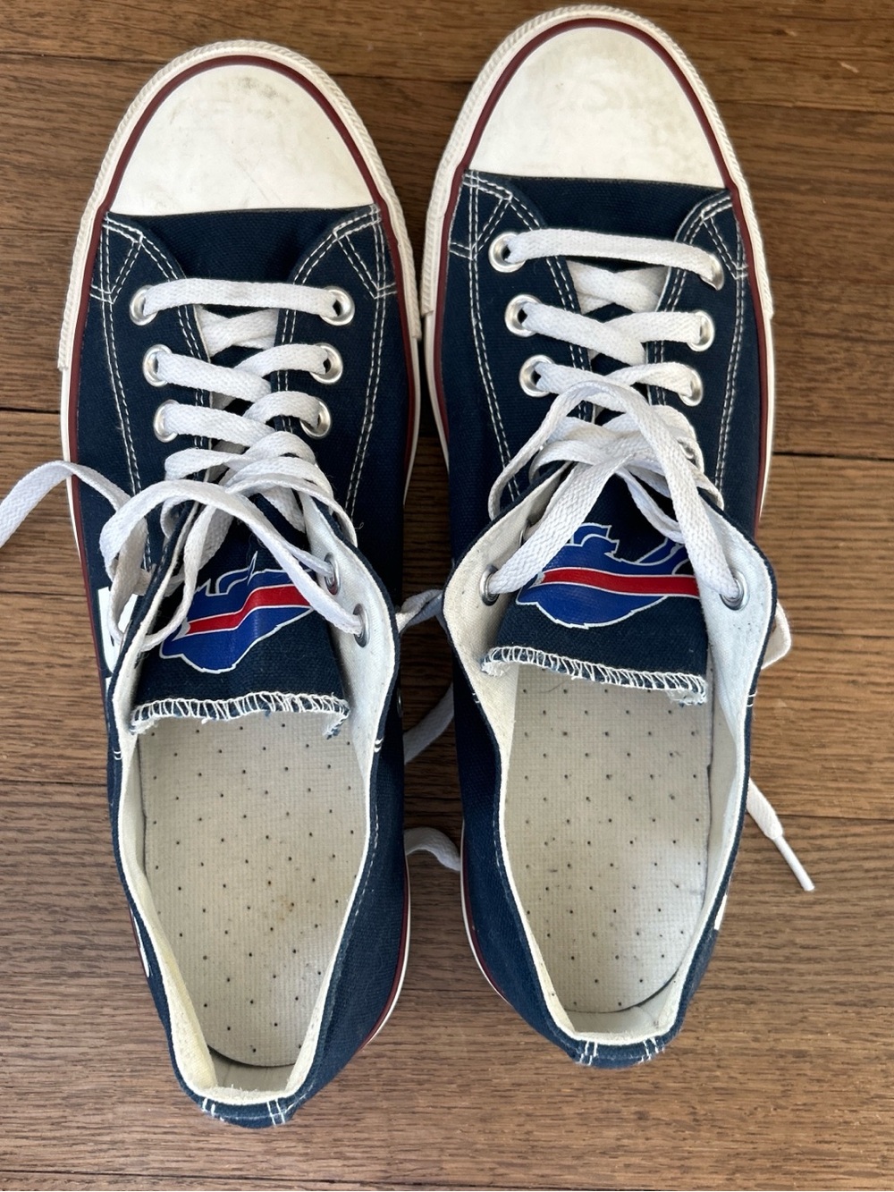 Navy Blue Low Top Canvas Sneakers with Buffalo Bills emblem